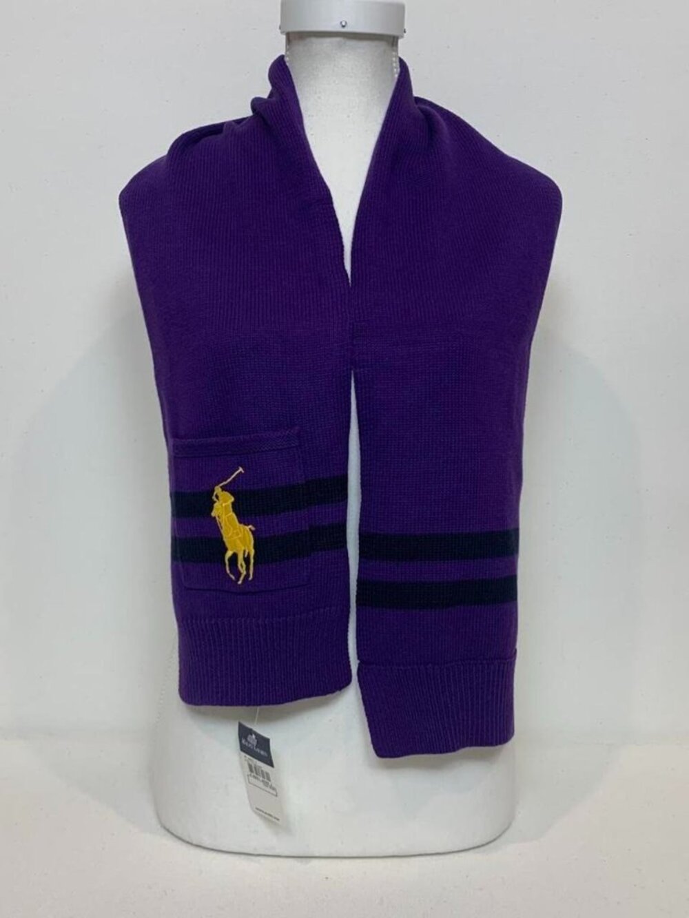 Vibrant purple Polo Ralph Lauren knit scarf
